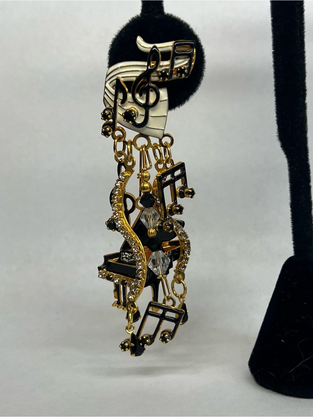 Lunch at the Ritz musical piano clip on earrings Vintage 3” Enamel - Picture 3 of 8